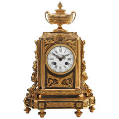 French Gilt Bronze Mantel Clock by Bouquet, Paris circa 1865