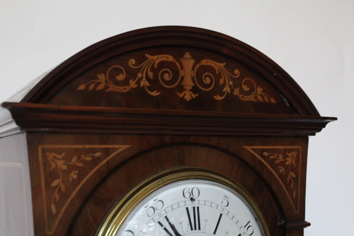 French Inlaid Mahogany Mantel or Table Clock by A.D. Mougin, Paris, circa 1900 For Sale