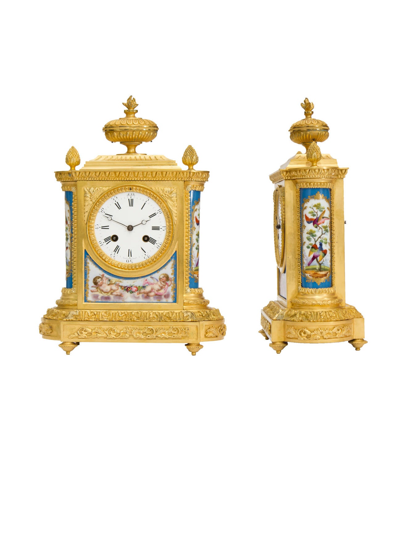 French, Ormolu and Porcelain Clock by Lewis & Son, Paris, circa 1870