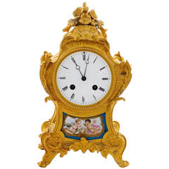 French, Sevres Porcelain and Ormolu Clock, Signed Lawson, Paris, circa 1870