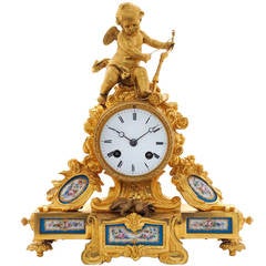 French, Sèvres Porcelain and Ormolu Clock, circa 1875