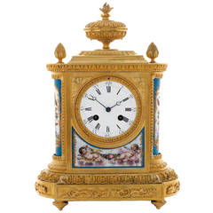 Antique French, Ormolu and Porcelain Clock by Lewis & Son, Paris, circa 1870