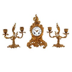 Rococo Style Clock Garniture, circa 1880