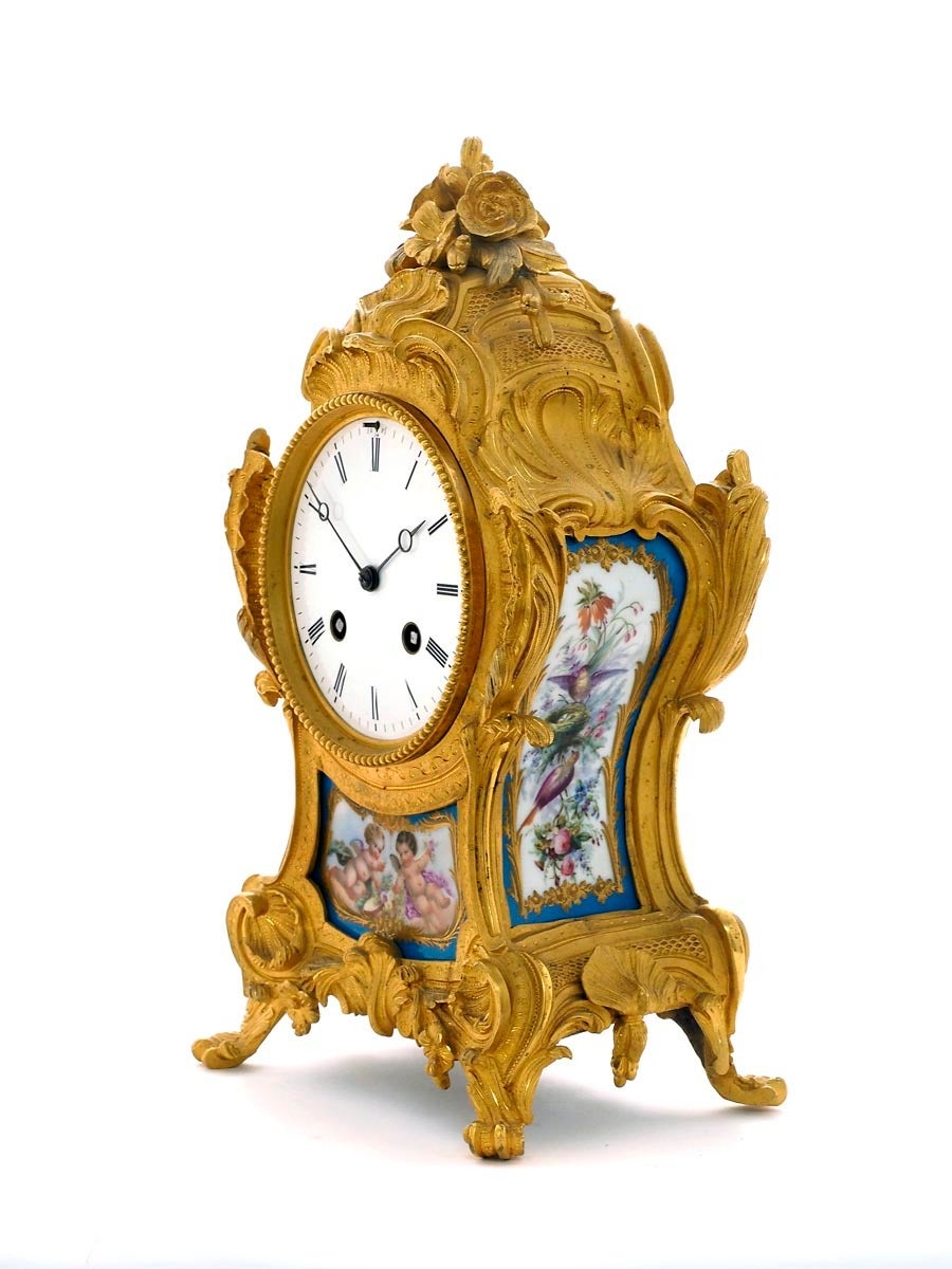 French, Sevres Porcelain and Ormolu Clock, Signed Lawson, Paris, circa 1870