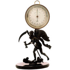 Bronze Figure of Father Time by Boucart, Paris, with Barometer, circa 1880