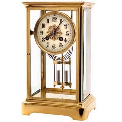 Vintage Corniche Cased Four Glass Clock with Mercury Pendulum, circa 1900