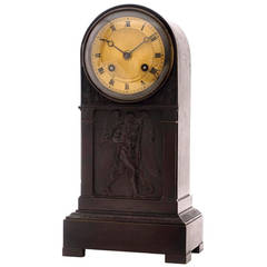 Antique Bronzed Cased Clock with Father Time Relief, circa 1820