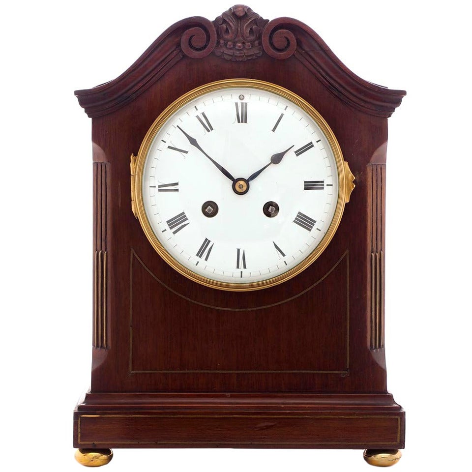 Edwardian Mantel Clock in Mahogany Case, circa 1900 For Sale