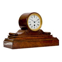 French, Walnut Cased Timepiece Mantel Clock, circa 1885 Signed, Franjus