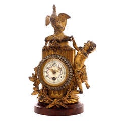 Vintage French, Miniature Clock Featuring Rooster, circa 1900