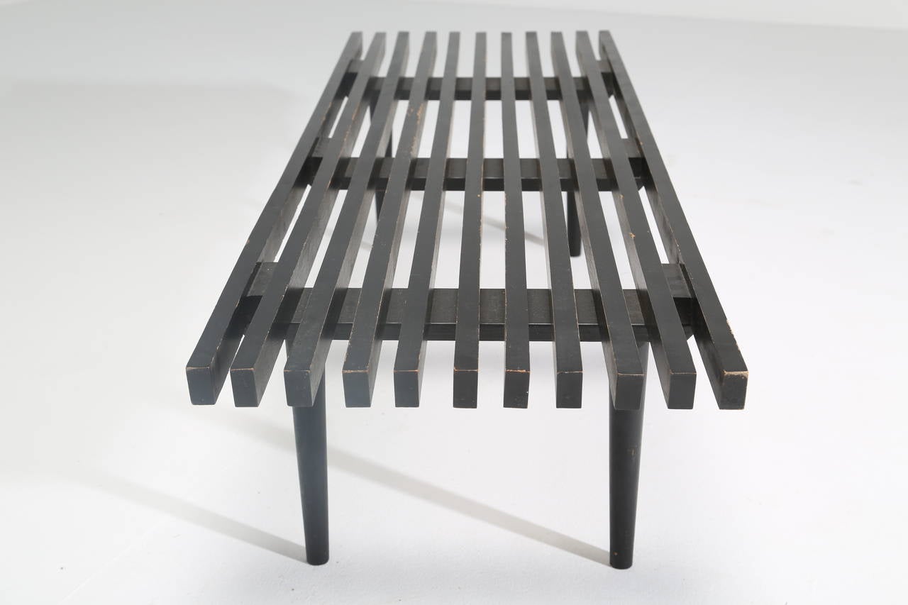 Black Slatted Wood Bench In Good Condition In Oberstown, Lusk, IE
