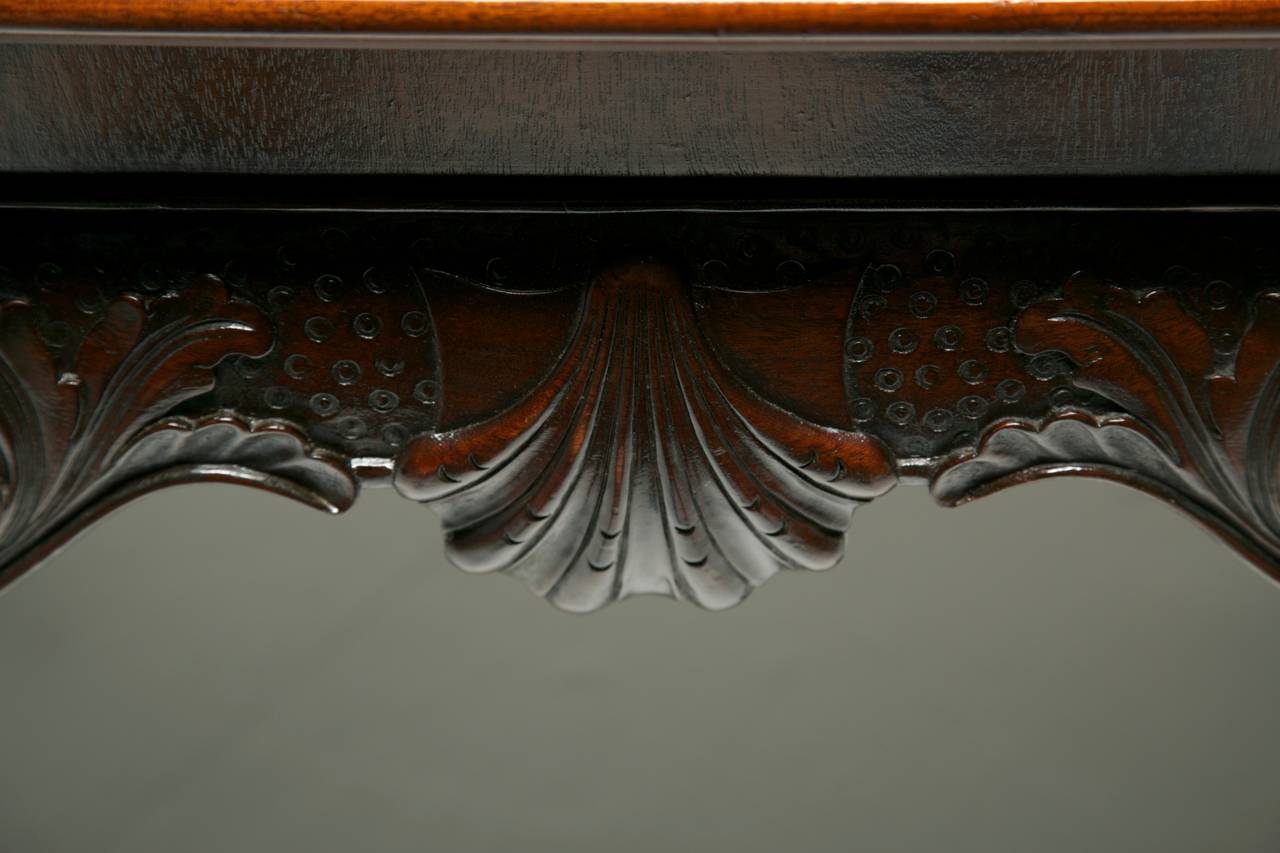 Carved Irish Chippendale Style Mahogany Dished Top Silver Table