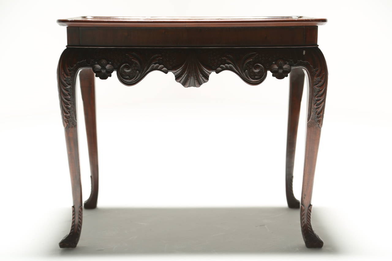 20th Century Irish Chippendale Style Mahogany Dished Top Silver Table