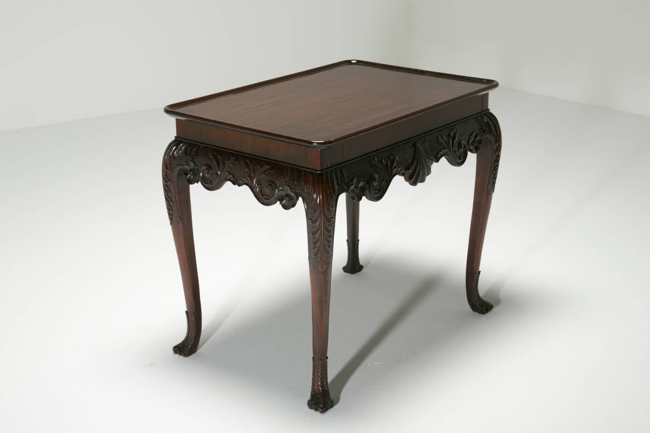 Irish Chippendale Style Mahogany Dished Top Silver Table 1