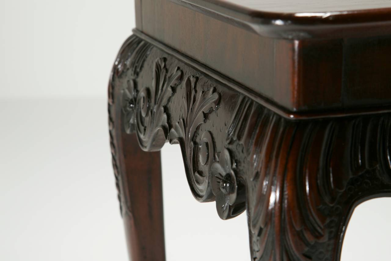 Georgian Irish Chippendale Style Mahogany Dished Top Silver Table
