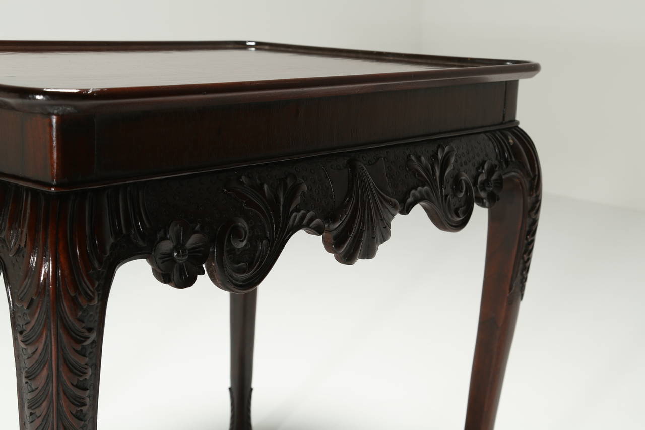 Irish Chippendale Style Mahogany Dished Top Silver Table 2