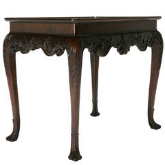 Irish Chippendale Style Mahogany Dished Top Silver Table