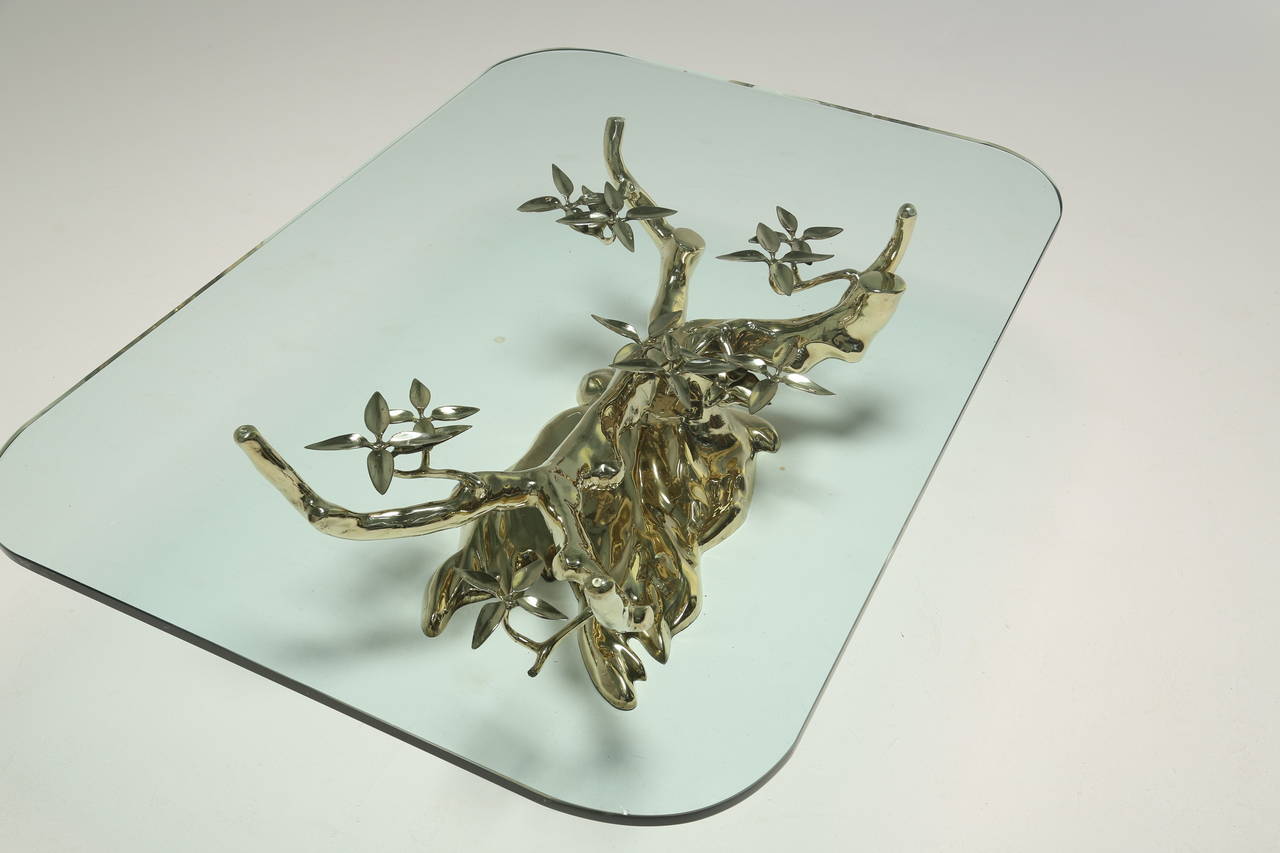 Willy Daro Style Brass Bonsai Coffee Table For Sale 2