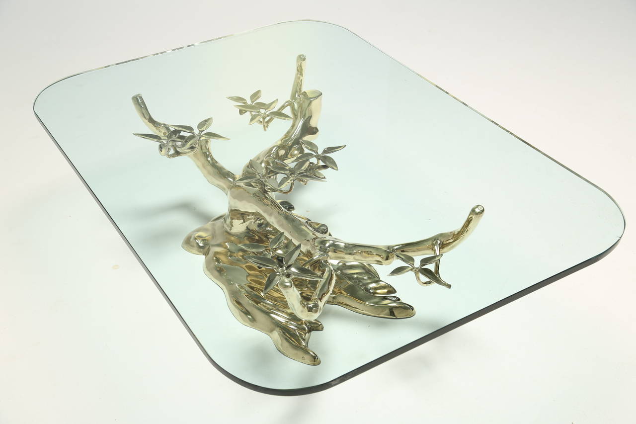 Willy Daro Style Brass Bonsai Coffee Table For Sale 1