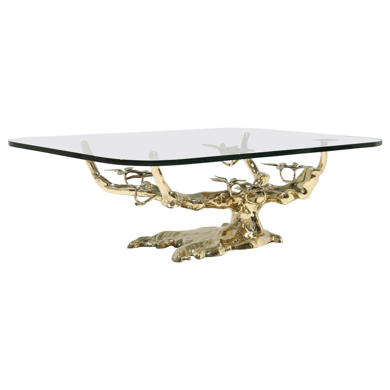 Willy Daro Style Brass Bonsai Coffee Table For Sale