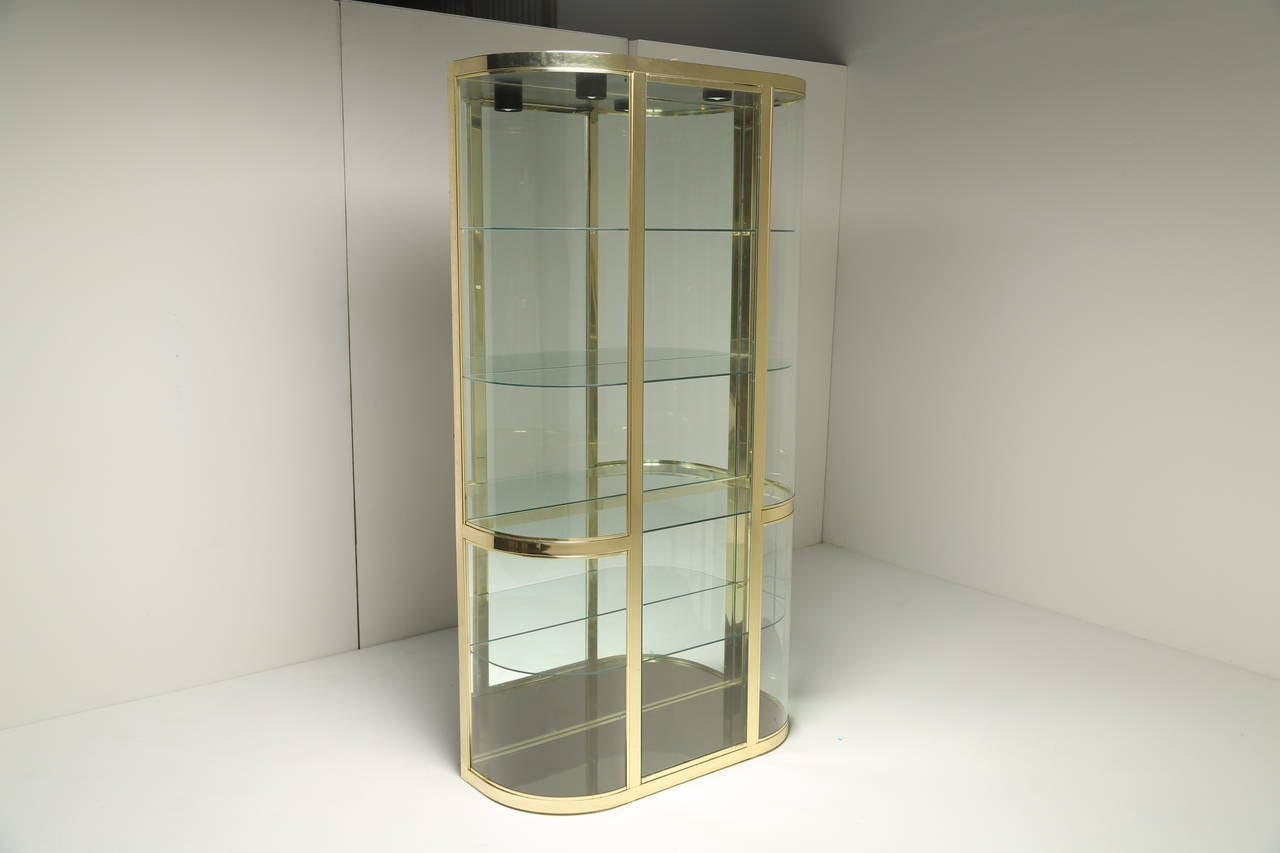 Curved Glass and Brass DIA Vitrine Display Cabinet 1