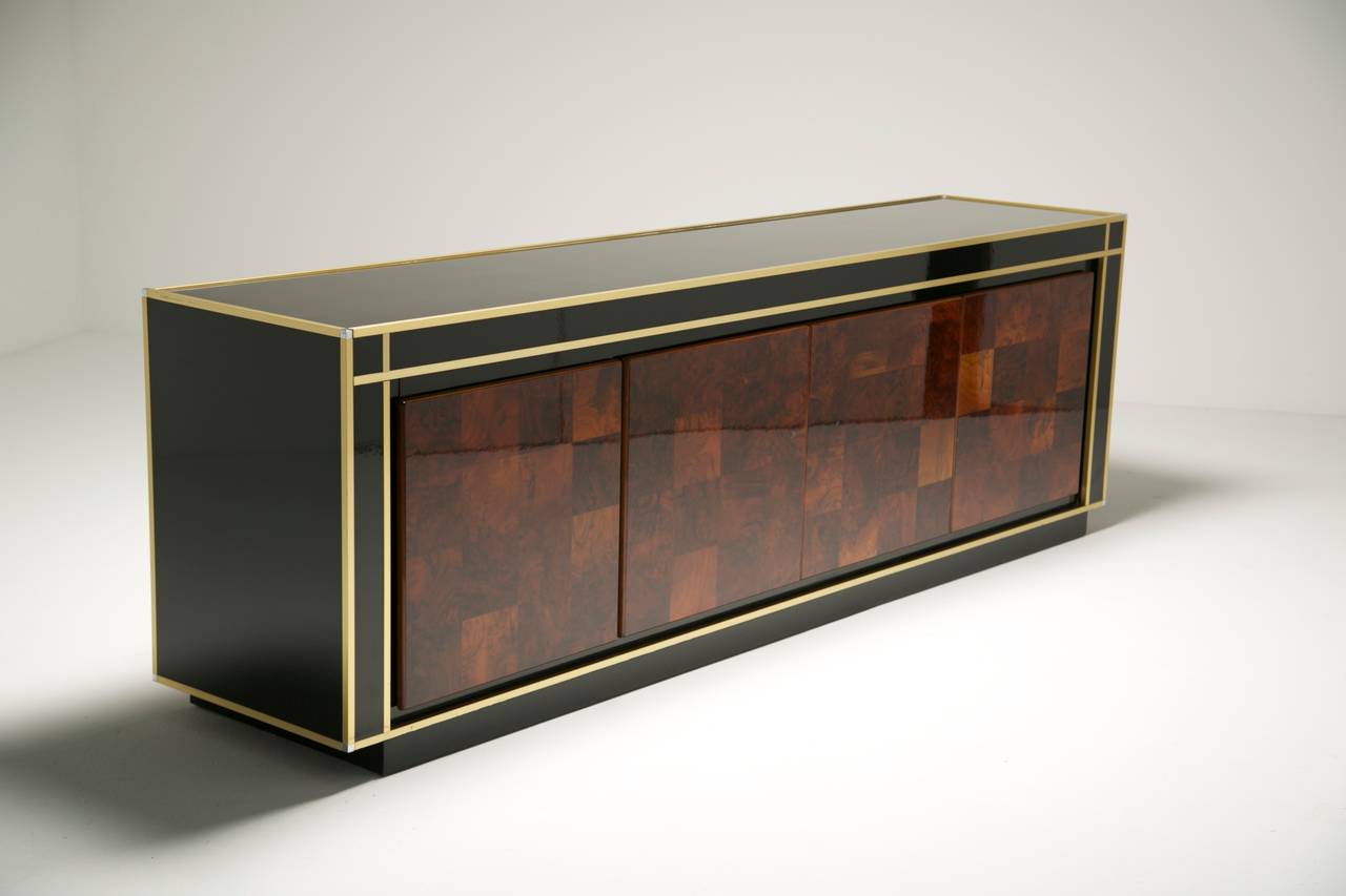 black and brass sideboard