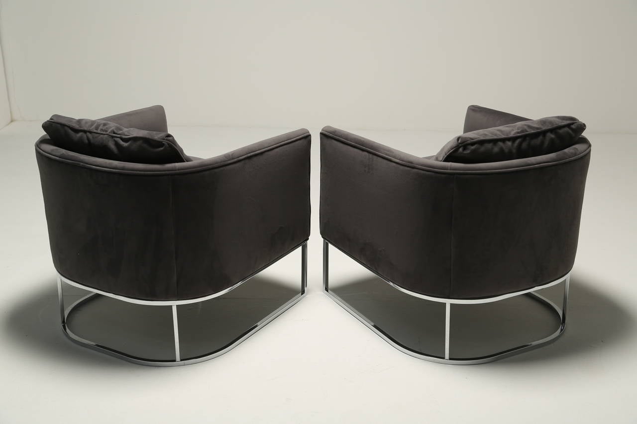 American Grey Milo Baughman Style Tub Chairs
