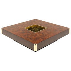 A Brass and Burl Mario Sabot Coffee Table
