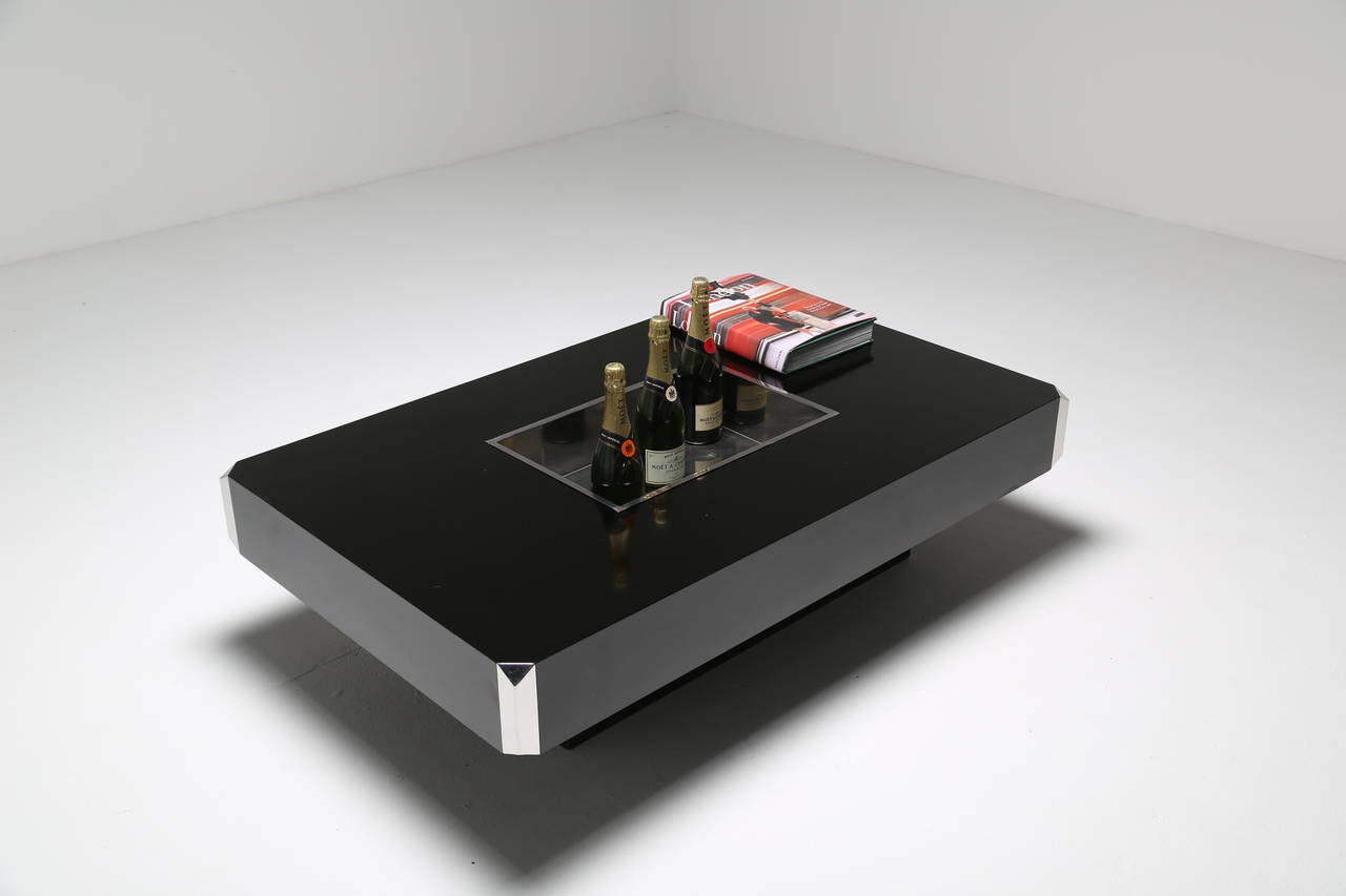 A Black and Chrome Cocktail Table by Mario Sabot