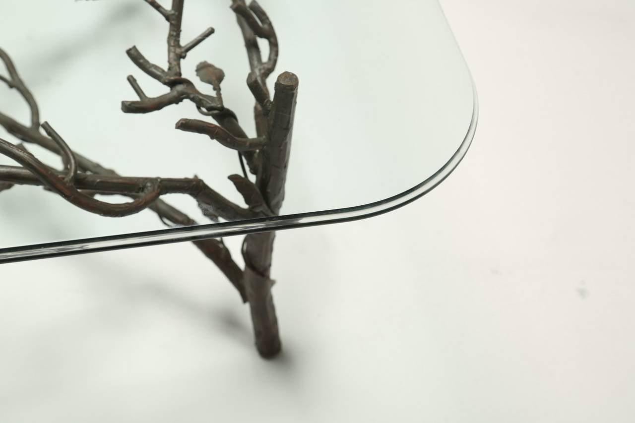 Glass Coffee Table with Metal Branch and Leaf Base In Excellent Condition In Oberstown, Lusk, IE