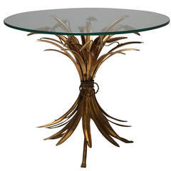 Wheat Glass Coffee Table, Gilt Tole