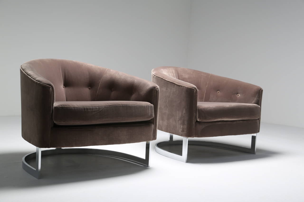 Mid-Century Modern Milo Baughman Style Tub Chairs