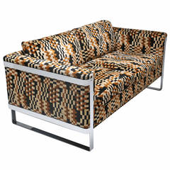 Chrome Two-Seat Sofa in the Style of Milo Baughman