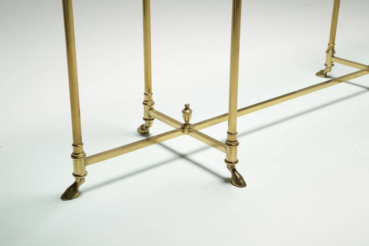 Late 20th Century A Brass Labarge Hollywood Regency Console Table with Hoof Feet