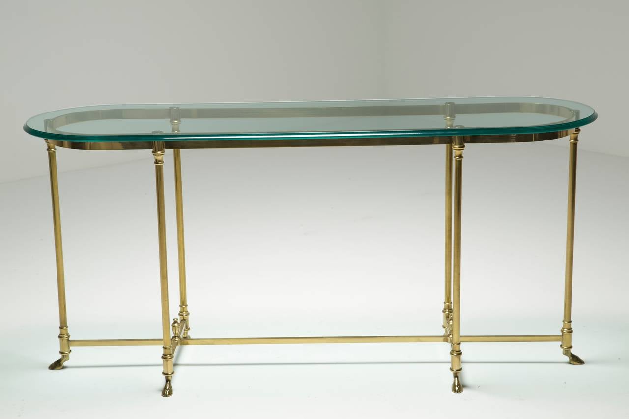 A Brass Labarge Hollywood Regency Console Table with Hoof Feet 5