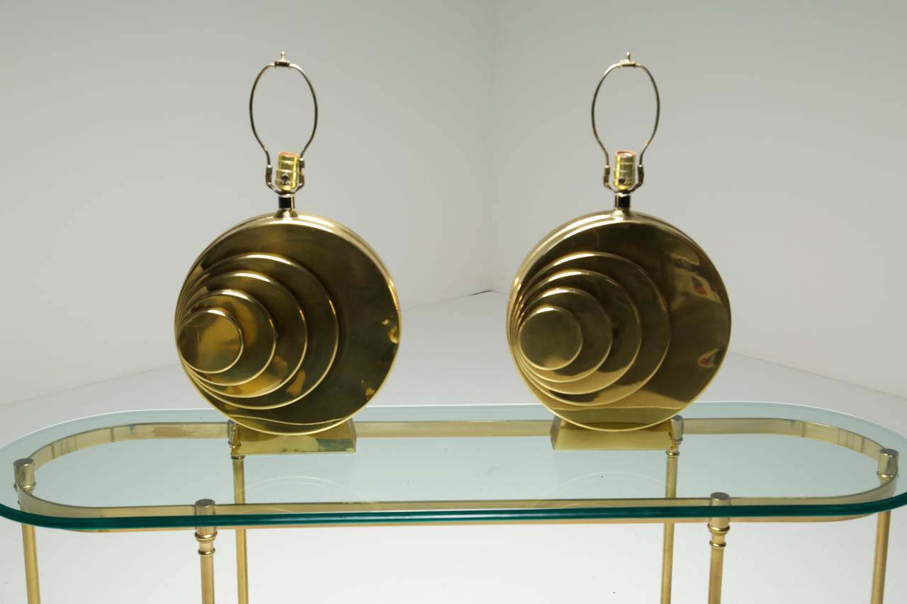 American Pair of Brass Hollywood Regency Table Lamps