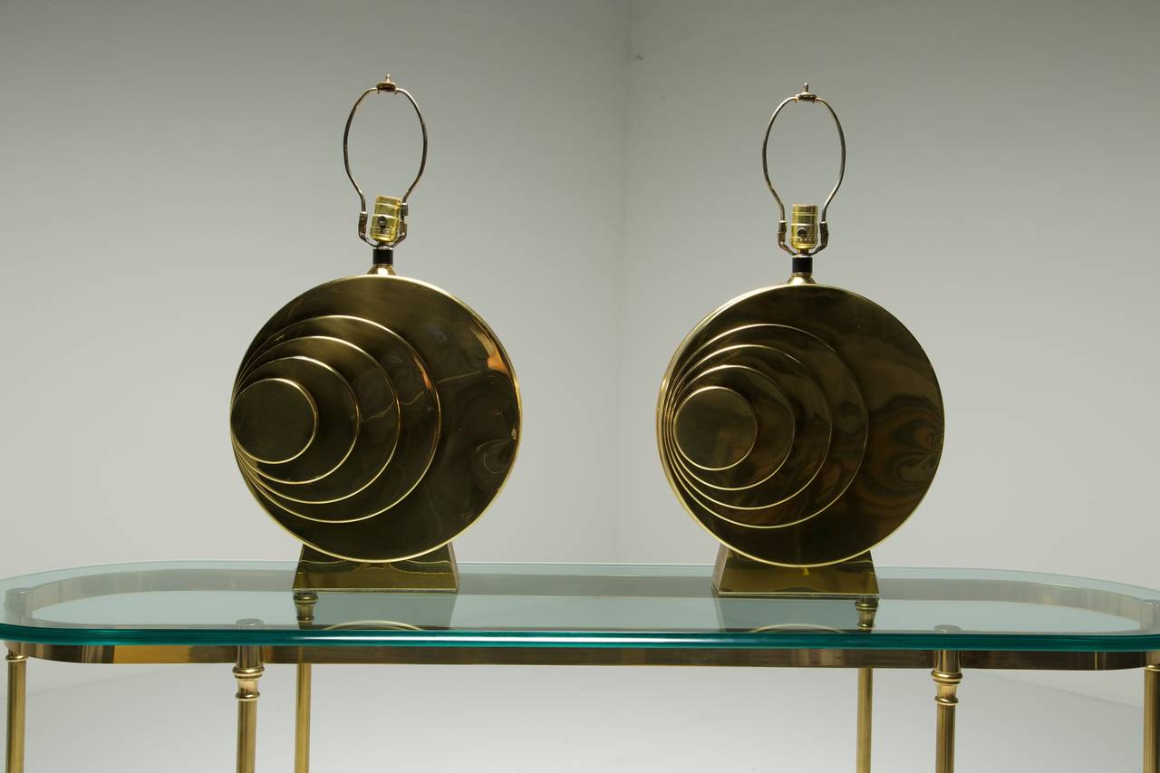 Pair of Brass Hollywood Regency Table Lamps In Good Condition In Oberstown, Lusk, IE