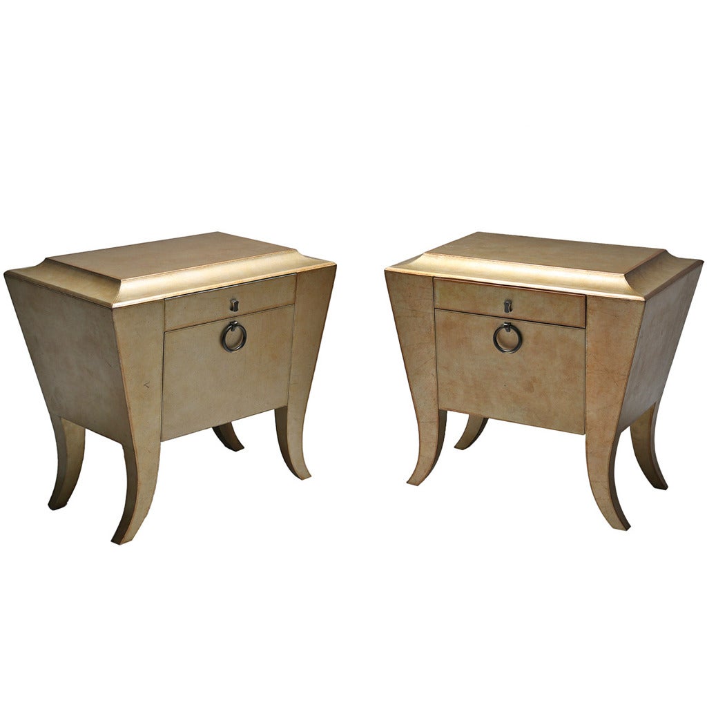 A Pair of Gold Leather Covered Bedside / Night stands at 1stDibs — free download