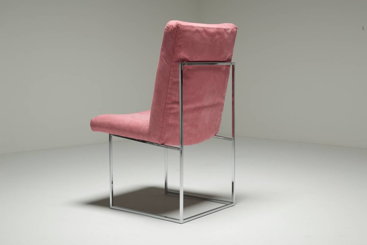 Mid-century Chrome Dining Chairs by Milo Baughman (Ende des 20. Jahrhunderts) im Angebot