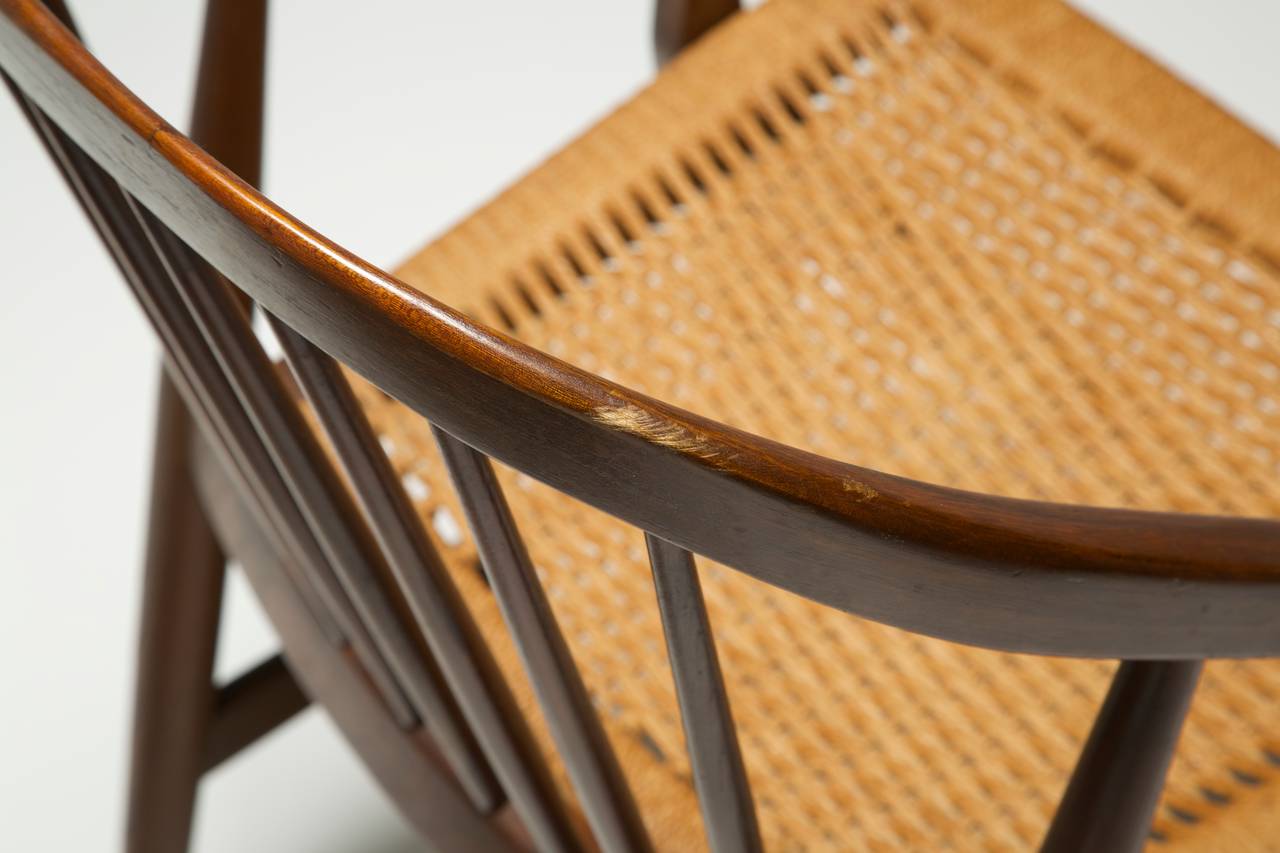 Stunning Pair of MidCentury Chairs with Woven String Seats at 1stDibs
