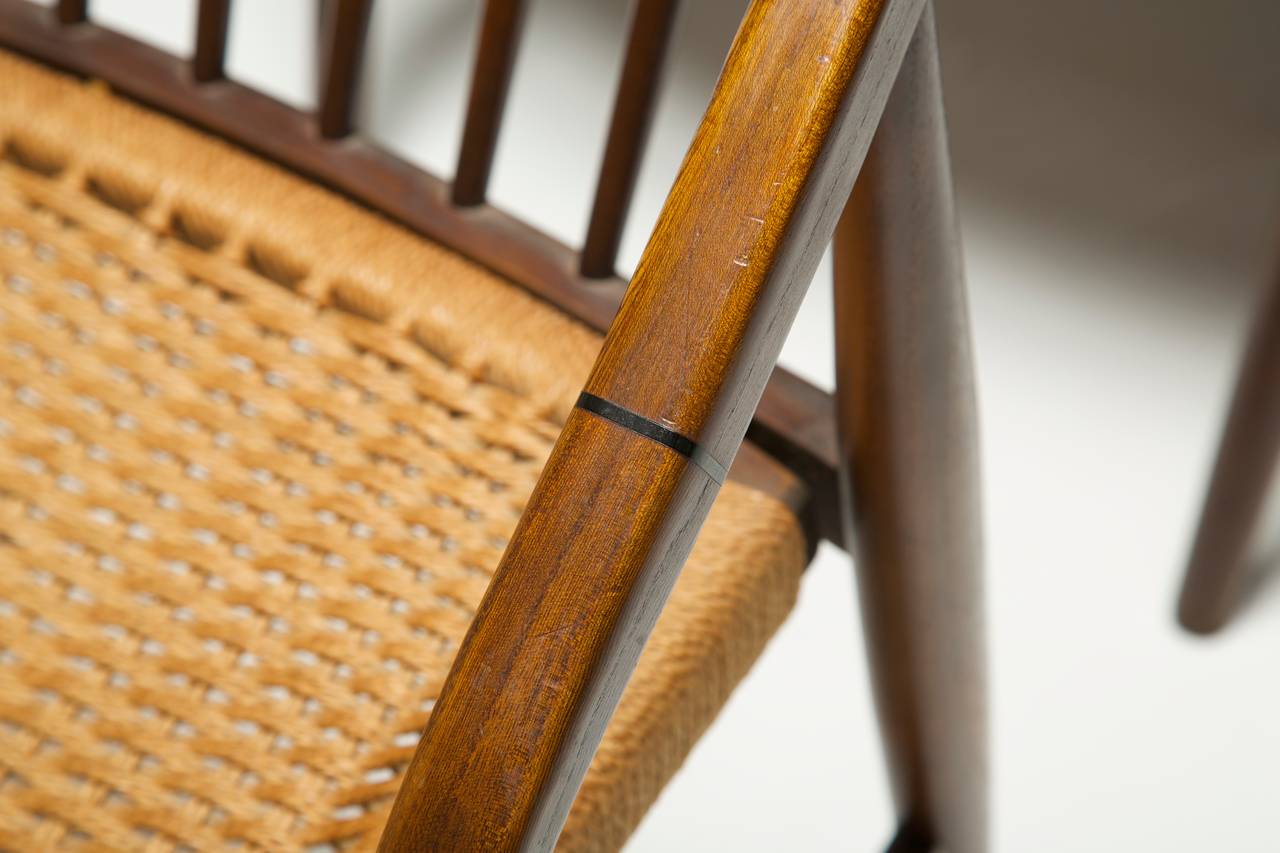 Stunning Pair of MidCentury Chairs with Woven String Seats at 1stDibs