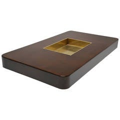 A Signed Large Willy Rizzo Coffee Table with brass bucket insert.