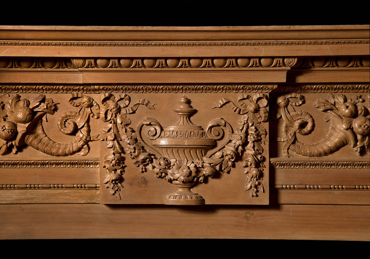 British Georgian Style Carved Pine Fireplace