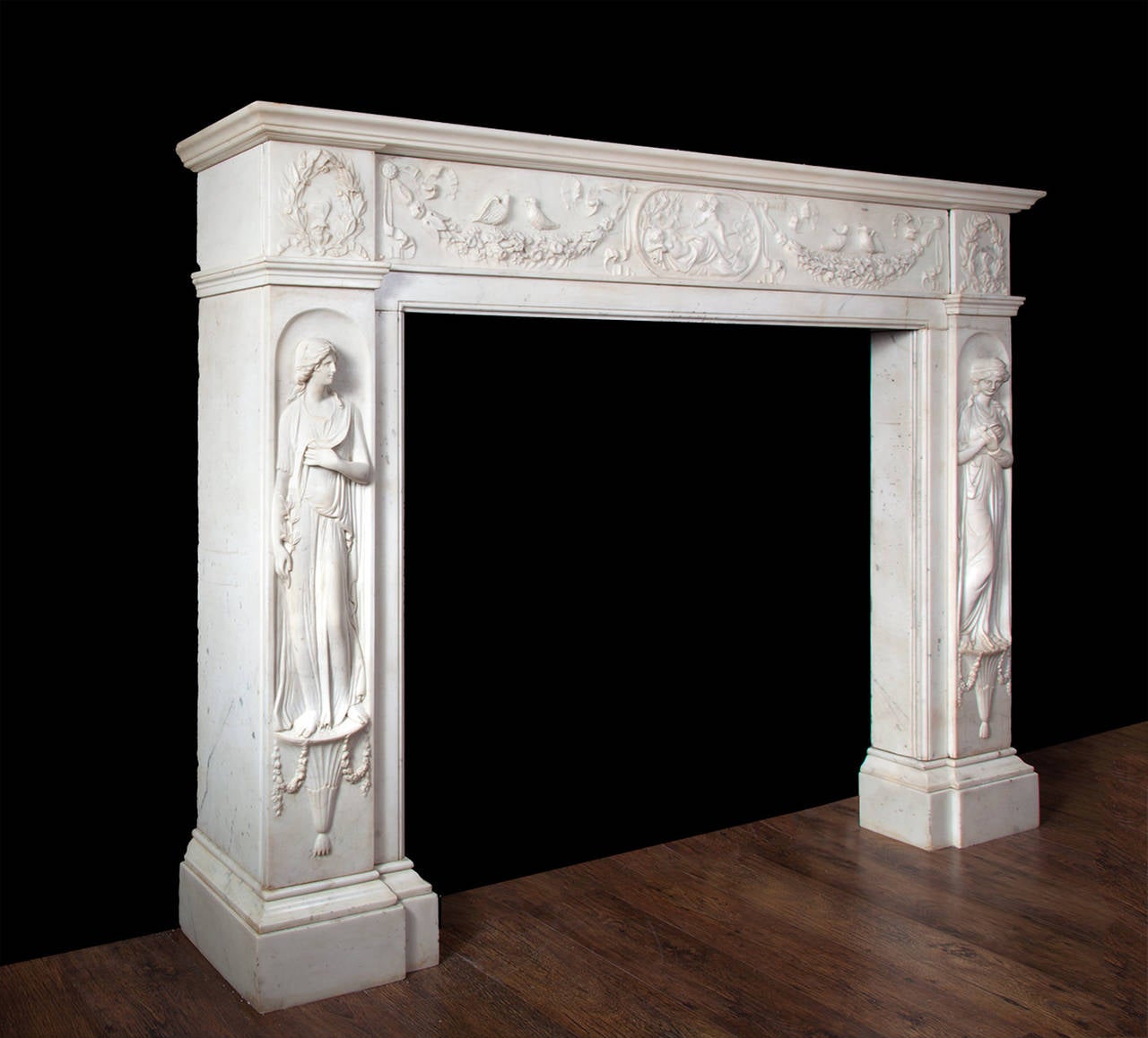 Regency Fireplace Executed in Italian Statuary Marble For