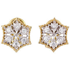 Mario Buccellati Diamond Two-Tone Gold Snowflake Earrings