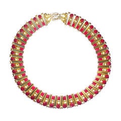 1990 Vintage Red Crystal Chocker Necklace