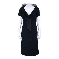 Christian Dior Black Silk Cloque and Lace Cocktail Dress 5