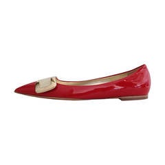 Roger Vivier Red and Cream Patent Flats