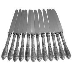 Used Henin French Silver Knife Set 12 pc. Stainless Blades Musical Instrument