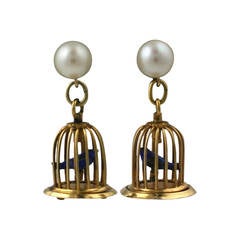 Gold Bird Cage Earrings